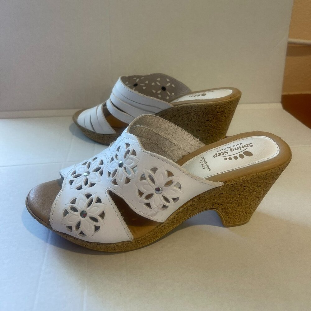 Spring Step white leather sandals